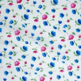 Ткань ситец набивной д.13 цветочки бирюзовые, розовые
